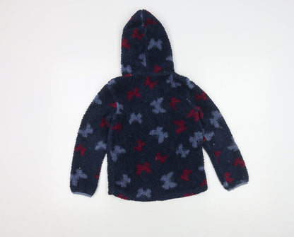 FatFace Girls Blue Floral Hooded Jacket 7-8 Years