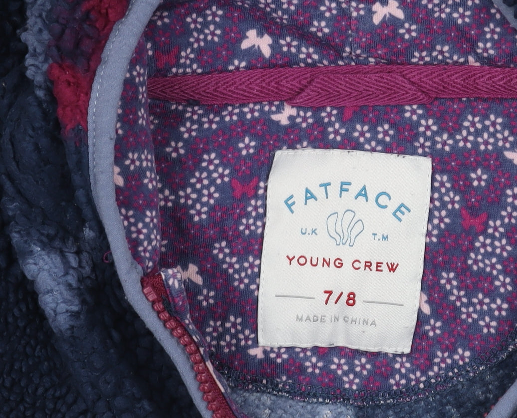 FatFace Girls Blue Floral Hooded Jacket 7-8 Years