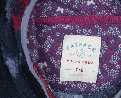 FatFace Girls Blue Floral Hooded Jacket 7-8 Years