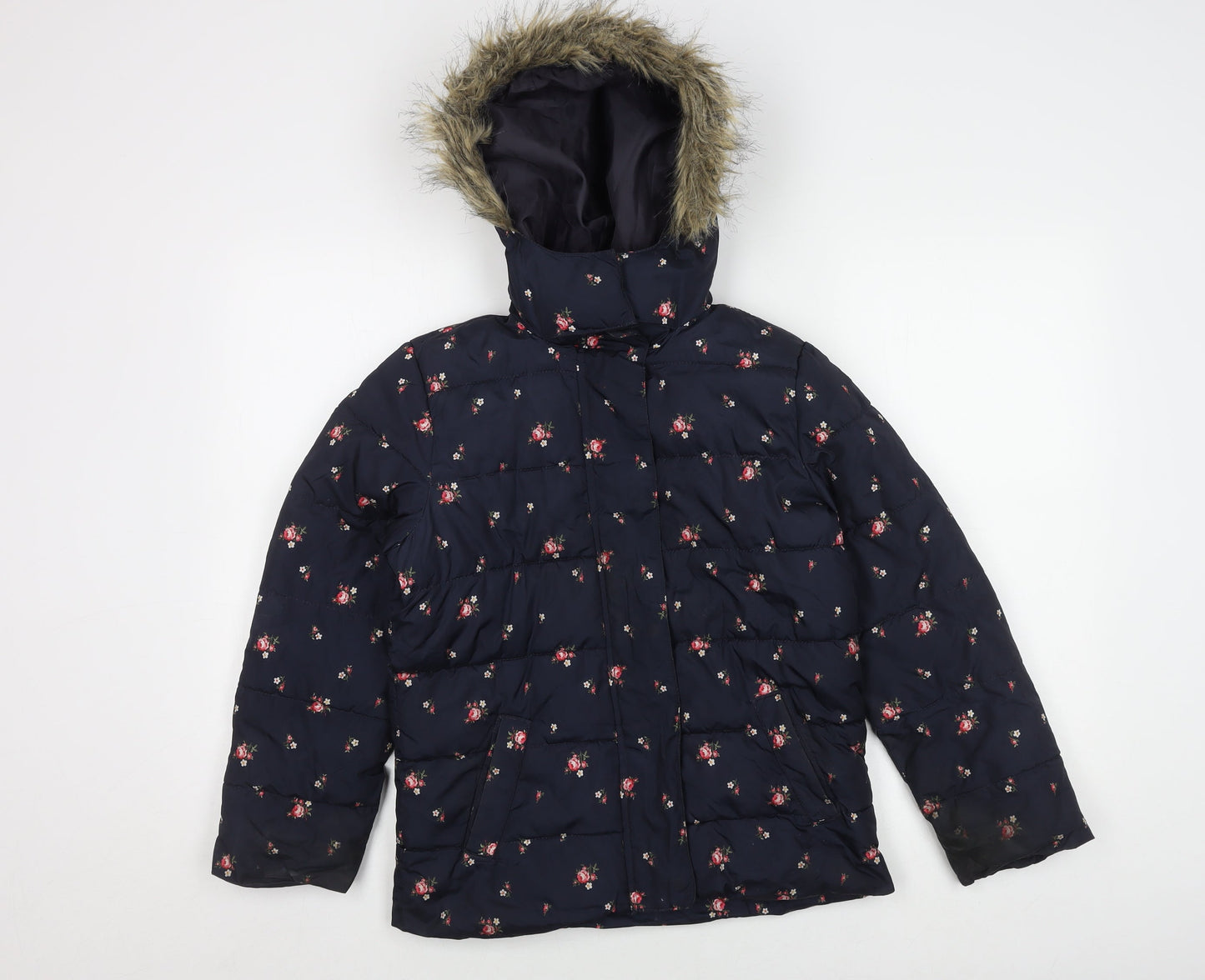 GAP Girls Multicoloured Floral Puffer Jacket Size 12