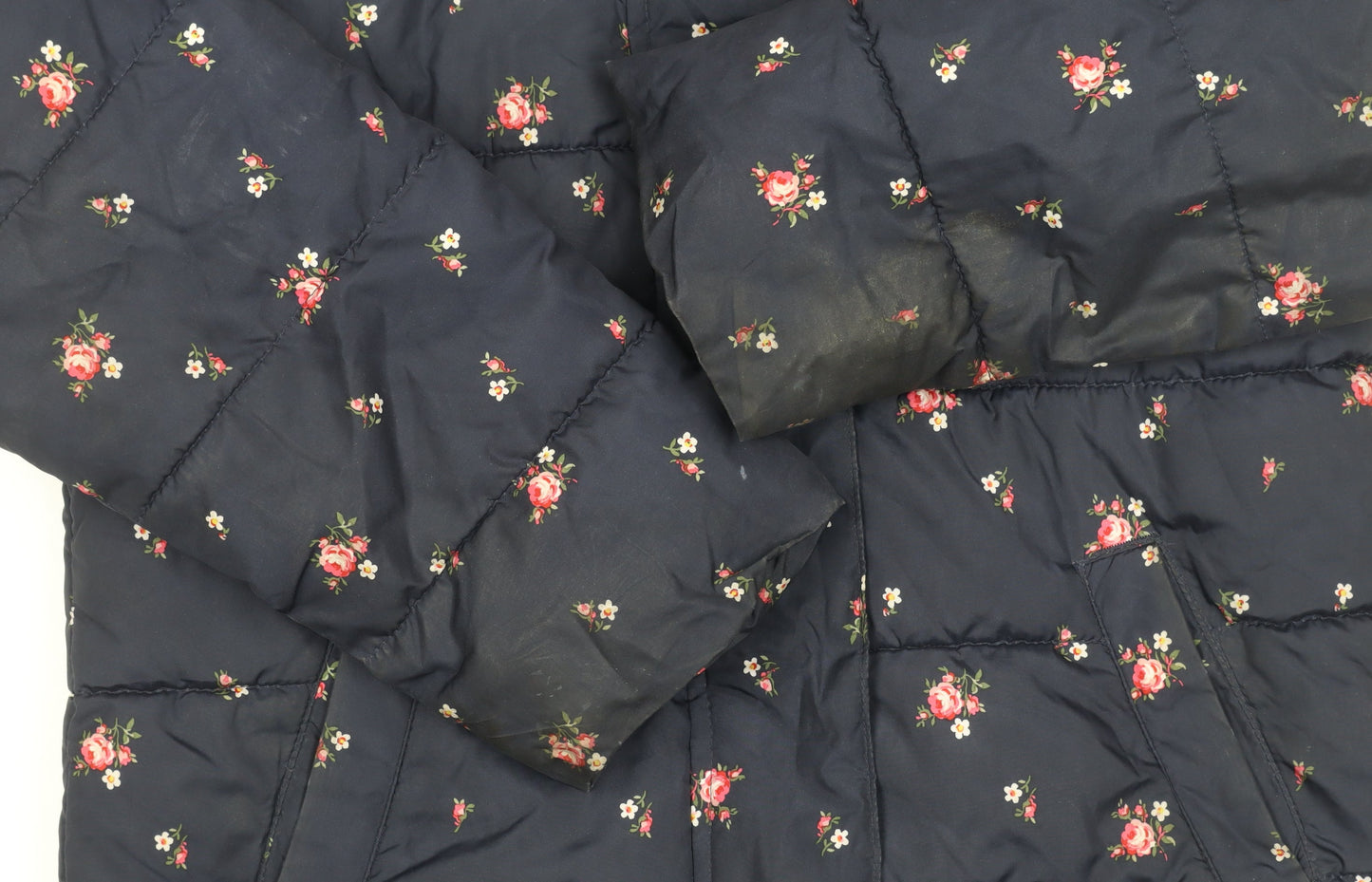 GAP Girls Multicoloured Floral Puffer Jacket Size 12