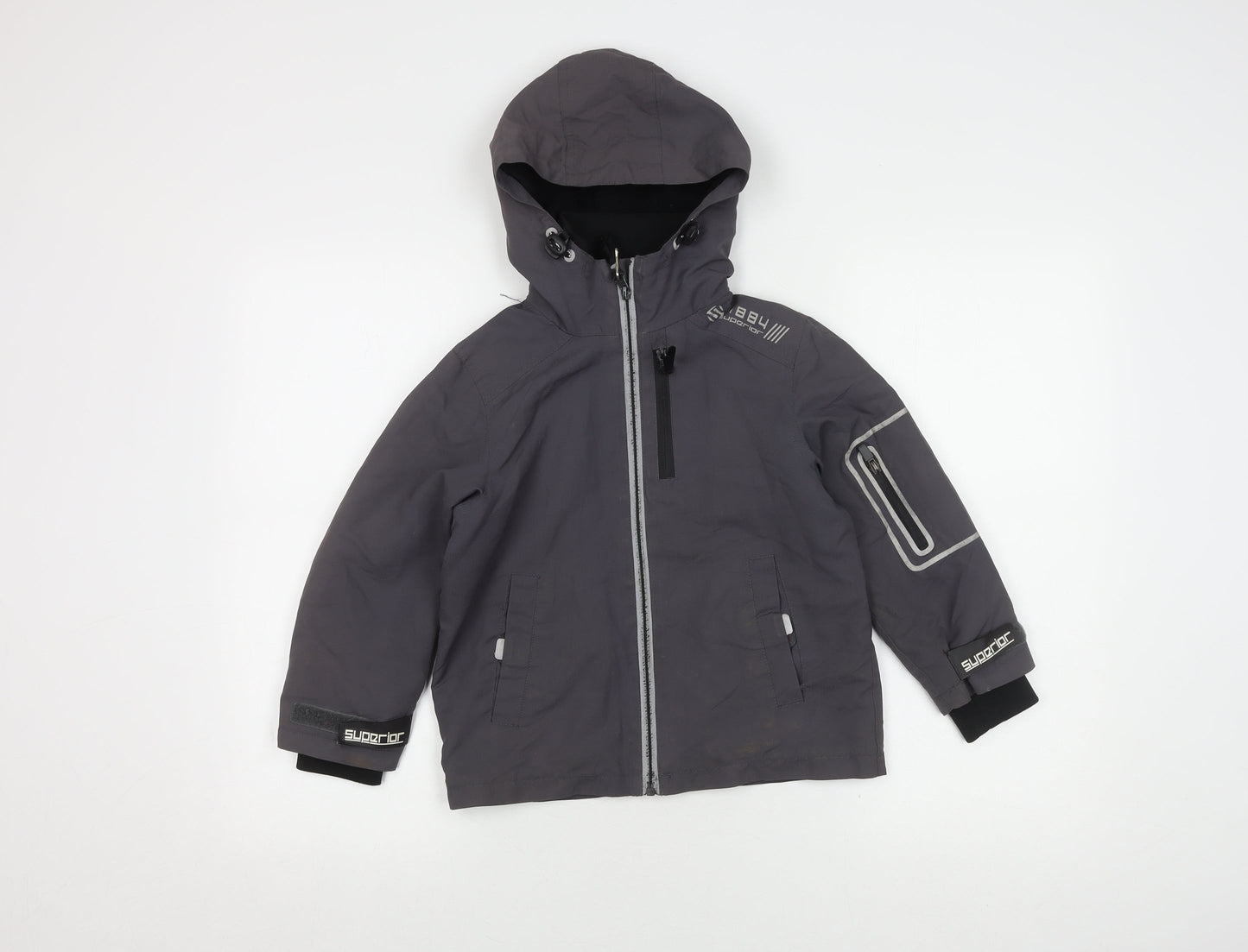 Marks and Spencer Grey Boys' Jacket, Size 5-6, Hooded, Lined