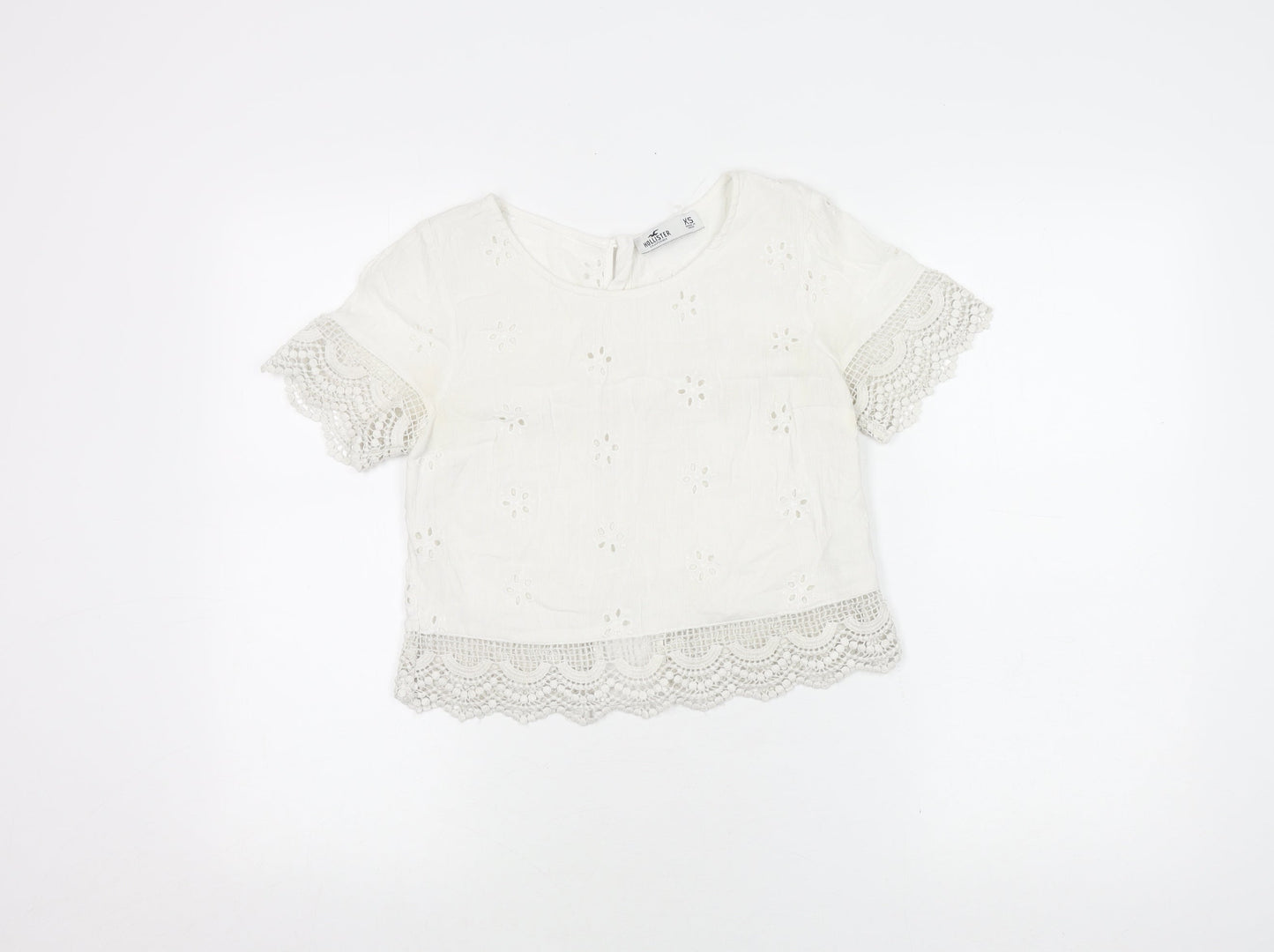 Womens UK Size XS Hollister White Cropped Blouse