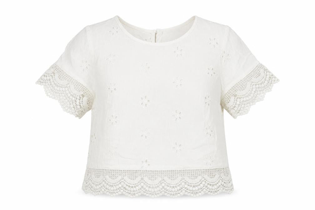 Womens UK Size XS Hollister White Cropped Blouse