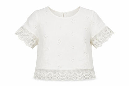 Womens UK Size XS Hollister White Cropped Blouse