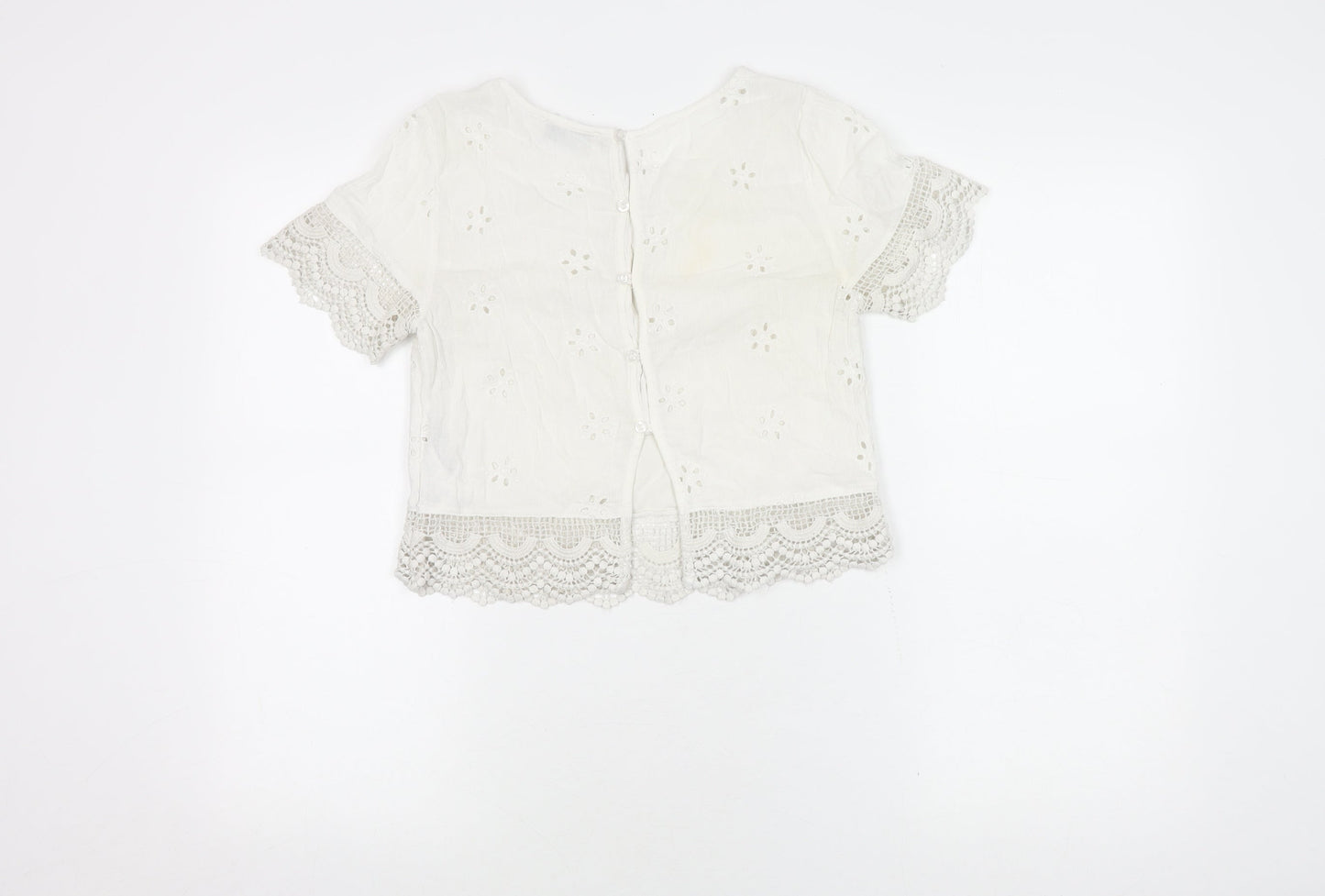 Womens UK Size XS Hollister White Cropped Blouse