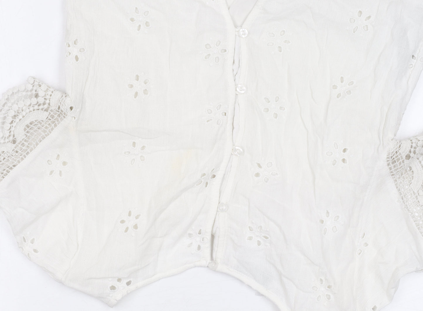 Womens UK Size XS Hollister White Cropped Blouse