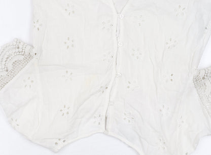 Womens UK Size XS Hollister White Cropped Blouse