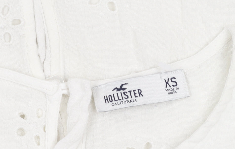 Womens UK Size XS Hollister White Cropped Blouse