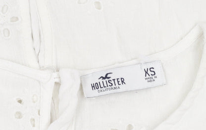 Womens UK Size XS Hollister White Cropped Blouse