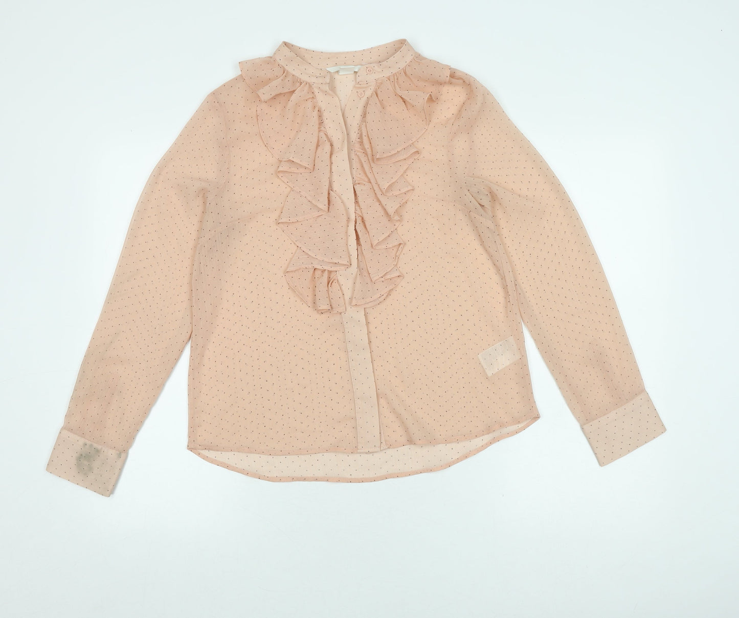 Womens UK Size 6 H&M Beige Ringer Blouse