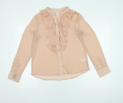 Womens UK Size 6 H&M Beige Ringer Blouse
