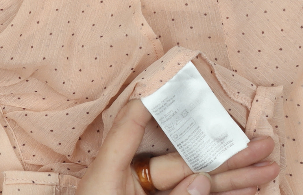 Womens UK Size 6 H&M Beige Ringer Blouse