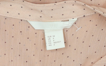 Womens UK Size 6 H&M Beige Ringer Blouse