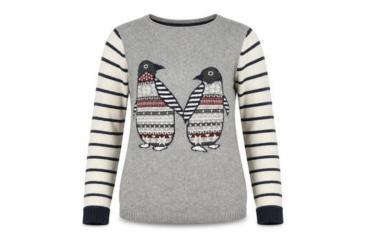 Front view of Mantaray Women's Grey Penguin Jumper, size 10