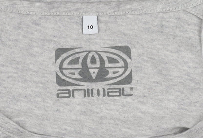 Animal Women's Grey Graphic T-Shirt Size 10 Casual