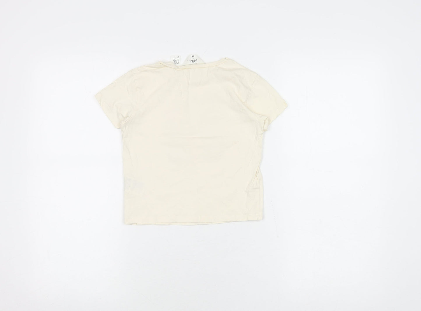 H&M Girls Ivory Graphic T-Shirt, Size 4-6 Years, Cotton