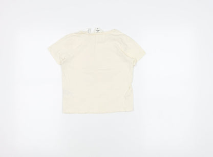 H&M Girls Ivory Graphic T-Shirt, Size 4-6 Years, Cotton