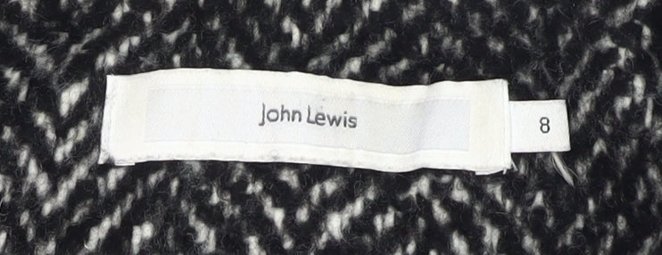John Lewis Black Herringbone Coat - Size 8