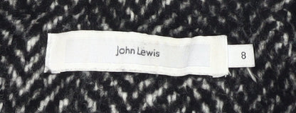 John Lewis Black Herringbone Coat - Size 8