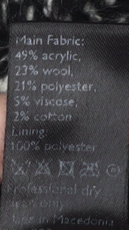 John Lewis Black Herringbone Coat - Size 8