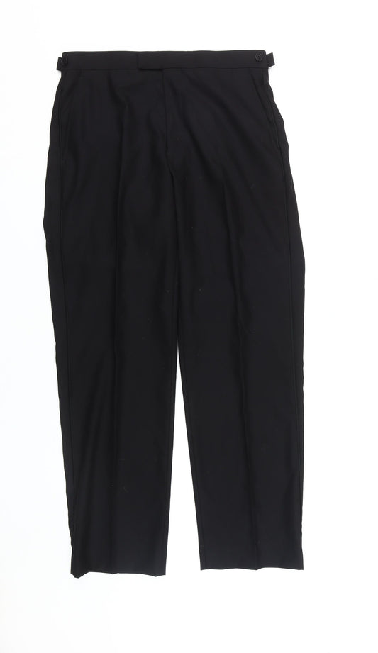 Marks & Spencer Men's Black Wool Trousers - Size 32