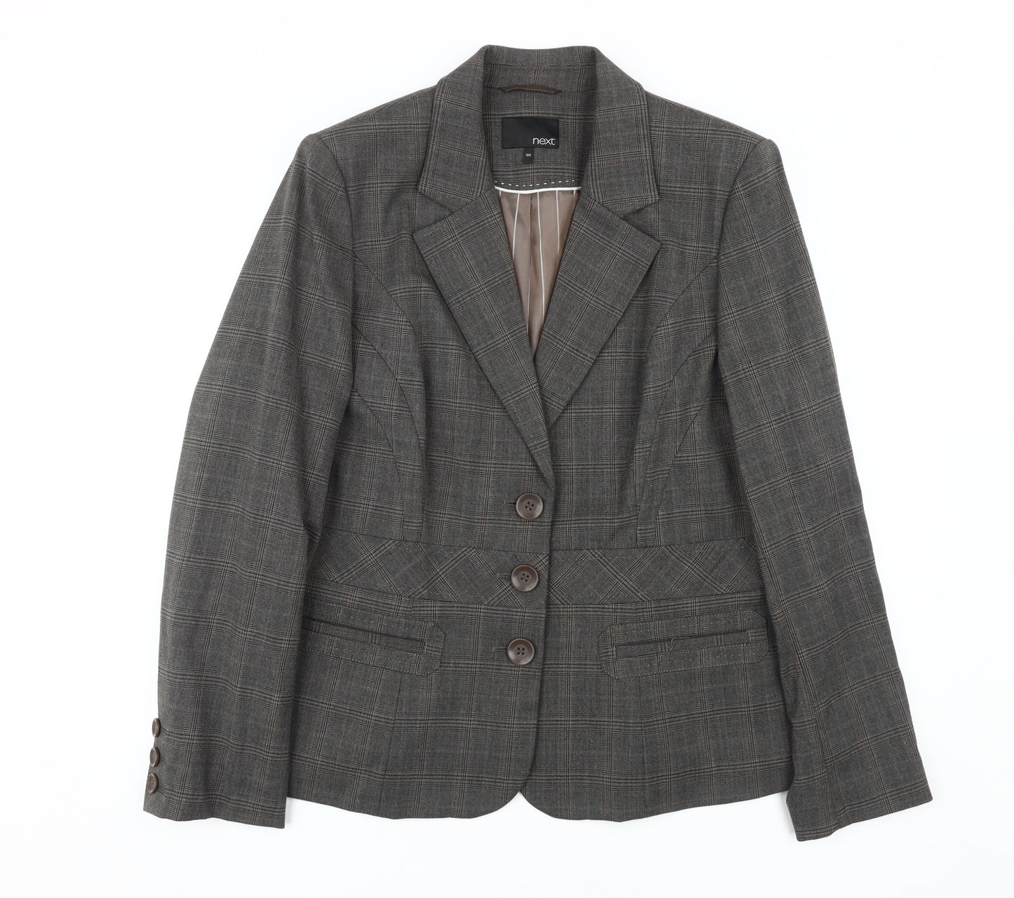 Next Women's Brown Check Suit Jacket Size 18