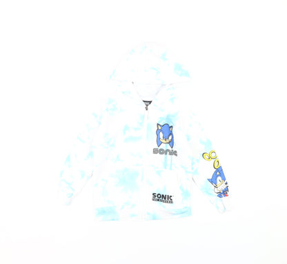Sega Boys White Blue Full Zip Sonic Hoodie 4-5 Years