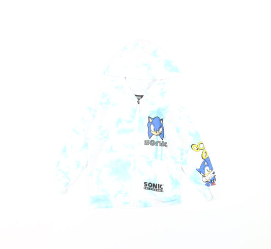 Sega Boys White Blue Full Zip Sonic Hoodie 4-5 Years