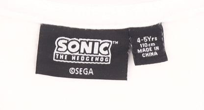 Sega Boys White Blue Full Zip Sonic Hoodie 4-5 Years
