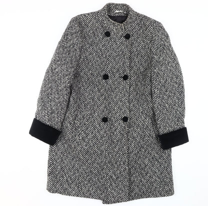 Nuage Women's Black & White Herringbone Pea Coat Size 12