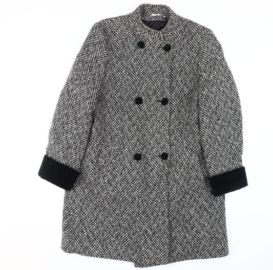 Nuage Women's Black & White Herringbone Pea Coat Size 12