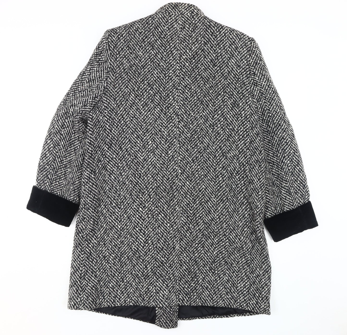 Nuage Women's Black & White Herringbone Pea Coat Size 12