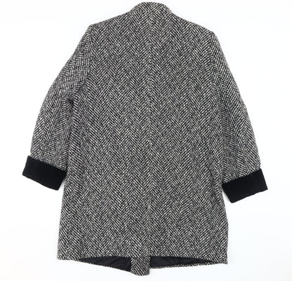 Nuage Women's Black & White Herringbone Pea Coat Size 12