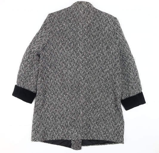 Nuage Women's Black & White Herringbone Pea Coat Size 12