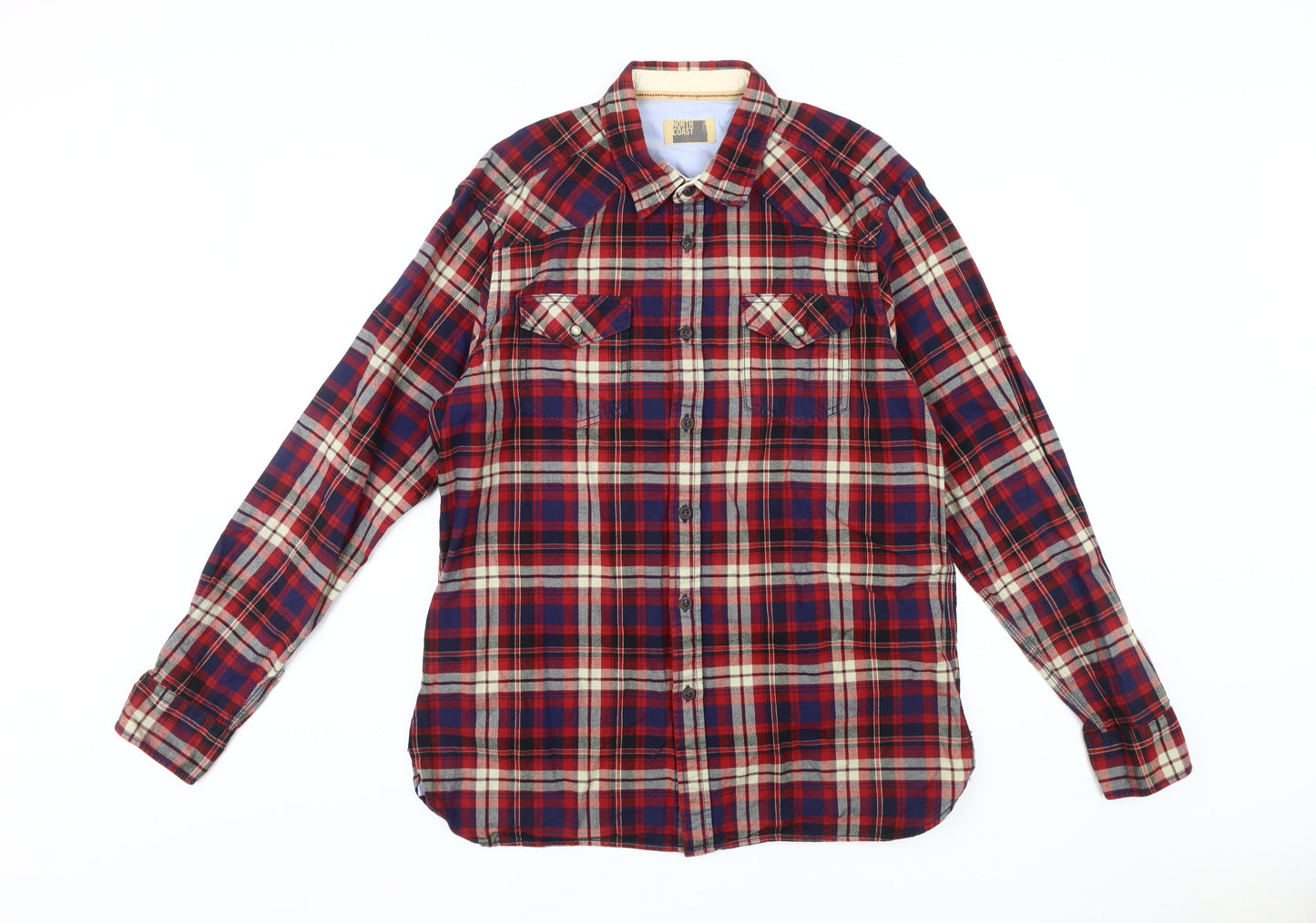Marks and Spencer Men's Multicoloured Plaid Shirt L