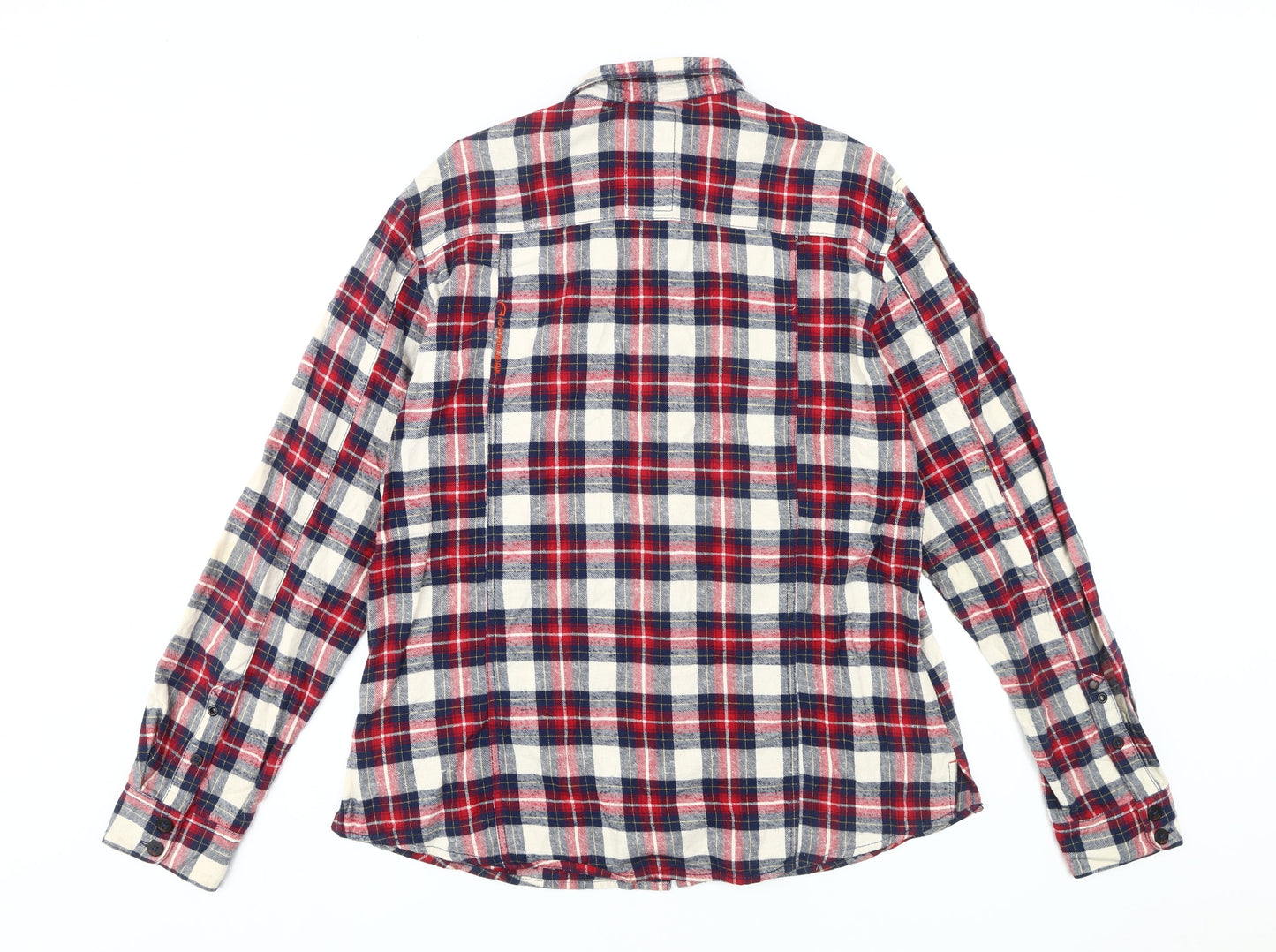 Next Men's Red Checkered Cotton Long Sleeve Shirt L