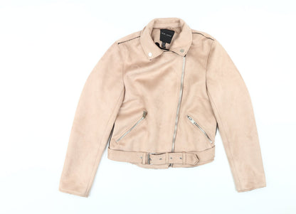 Womens UK Size 12 New Look Beige Motorcycle Jacket
