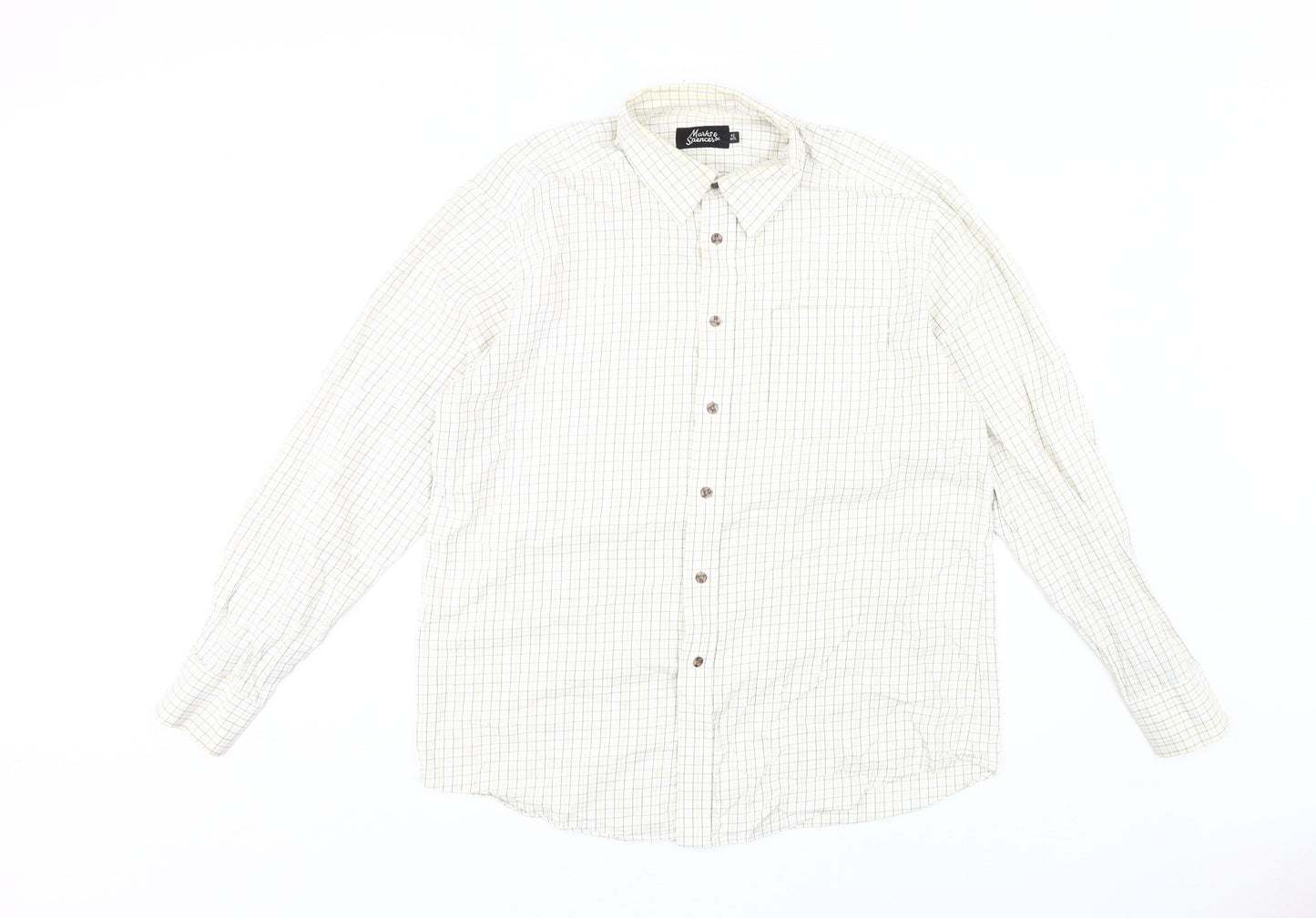 Marks and Spencer Men's Beige Check Shirt 42
