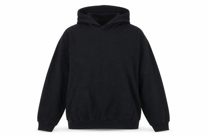 Front view of boohoo unisex black l pullover graphic hoodie