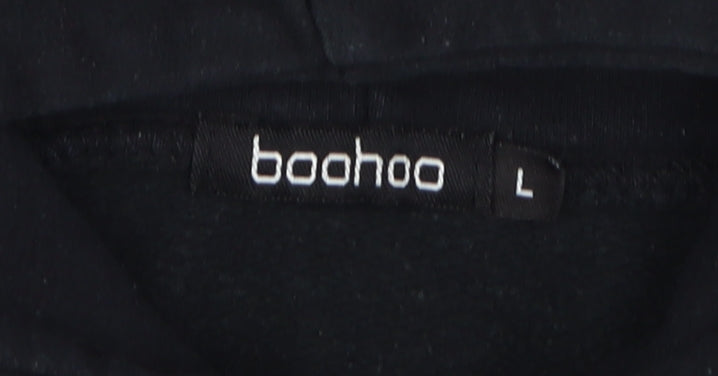 boohoo Unisex Black L Pullover Graphic Hoodie