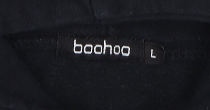 boohoo Unisex Black L Pullover Graphic Hoodie