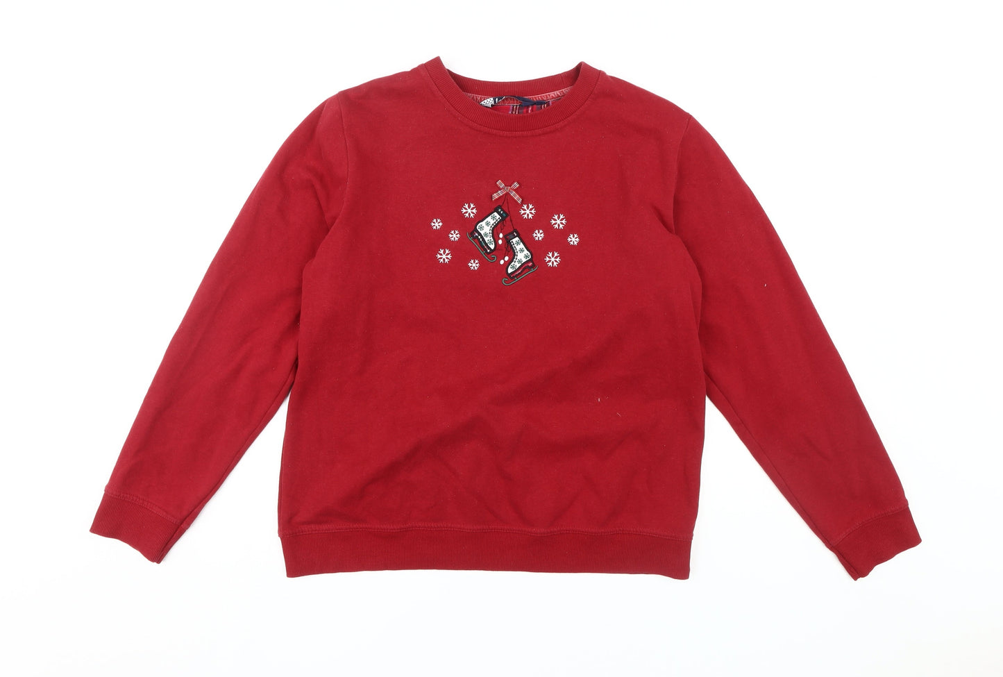 Isle Women's Red Embroidered Pullover Sweatshirt M