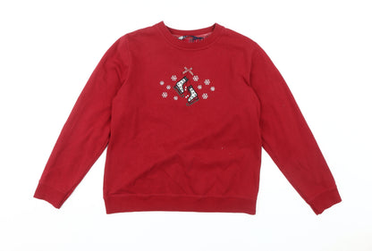 Isle Women's Red Embroidered Pullover Sweatshirt M