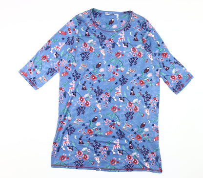 ISLE Women's Blue Floral 3/4 Sleeve Nightshirt Size 10-12