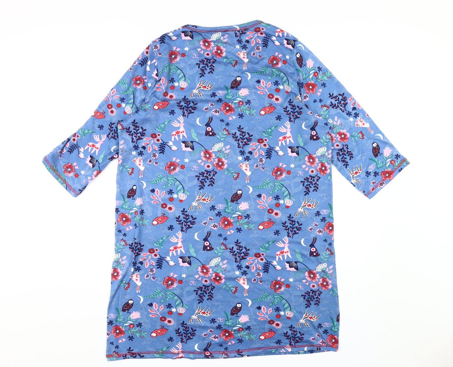 ISLE Women's Blue Floral 3/4 Sleeve Nightshirt Size 10-12