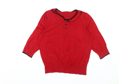 Womens UK Size 16 Wallis Red Henley Jumper