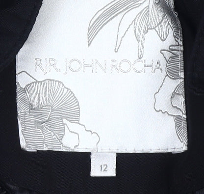 RJR John Rocha Women's Black Long Parka Fur Trim - Size 12