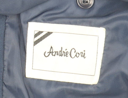 André Cori Men's Blue Blazer, 44 Regular Fit, Notch Lapel