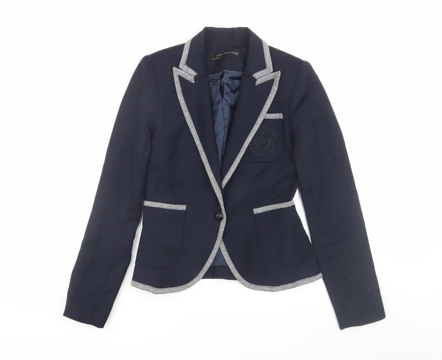 Zara Woman Women's Blue XS Blazer with Notch Lapel
